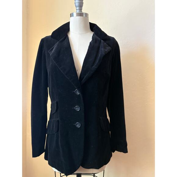 Vintage Prestige Boston Black Velvet Blazer Jacket Women’s M Classic 3-Button - Picture 2 of 5